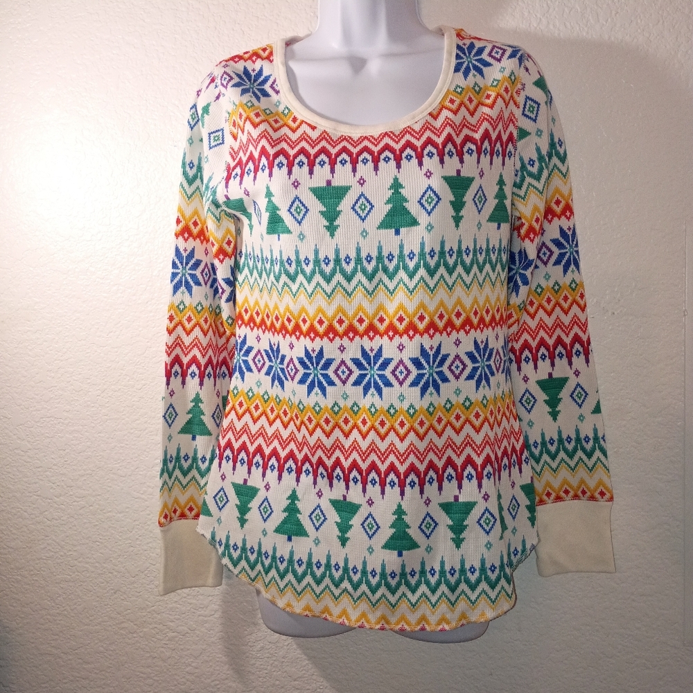 Old Navy Thermal Layering Piece Colorful Geometric Pattern Size XL